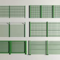 Multiple Green Metal Mesh Fences Featuring Diverse Grid Patterns And Designs 3d model