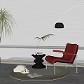 Modern leisure chair side several corners several venetian blinds round carpet 3d model