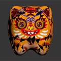 Traditional Orange Tiger Game Movie Character With Red Blue Decorative Patterns