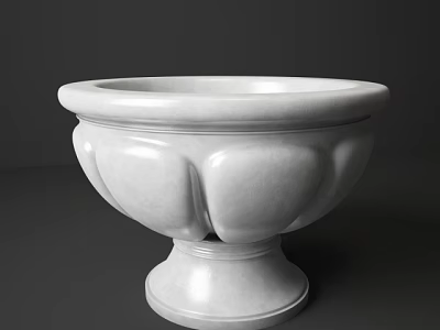 White Garden Ornamental Pot With Petal Shaped Body And Decorative Base For Outdoor Landscaping Decoration 3d model