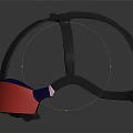 Ergonomic Headband With Black Frame Red Front Panel And Blue Side Straps