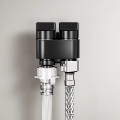 Modern Black And Silver Wall Mounted Faucet Fixture With Double Handles 3d model