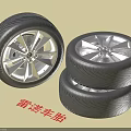 Renault Car Tires With Alloy Wheels Tread Pattern Stacked And Single 3d model