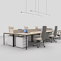Modern Office Desk Workspace With Comfortable Chairs Laptops And Drawers Setup 3d model