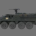 Military Green Armored Tank With Eight Wheels Mounted Weapon And Storage Boxes