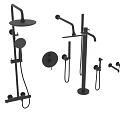Brushed Gold Shower Faucet Set With Rain Shower Head Handheld Sprayer And Control Handles