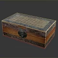 Wooden Decorative Box With Blue Brown Surface Pattern And Black Lock