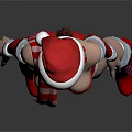 Christmas Themed Game And Movie Character In Santa Hat Striped Scarf Red Outfit White Trimmed Boots