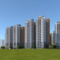 Modern High Rise Residential Buildings Surrounded By Lush Trees And Central Green Plaza