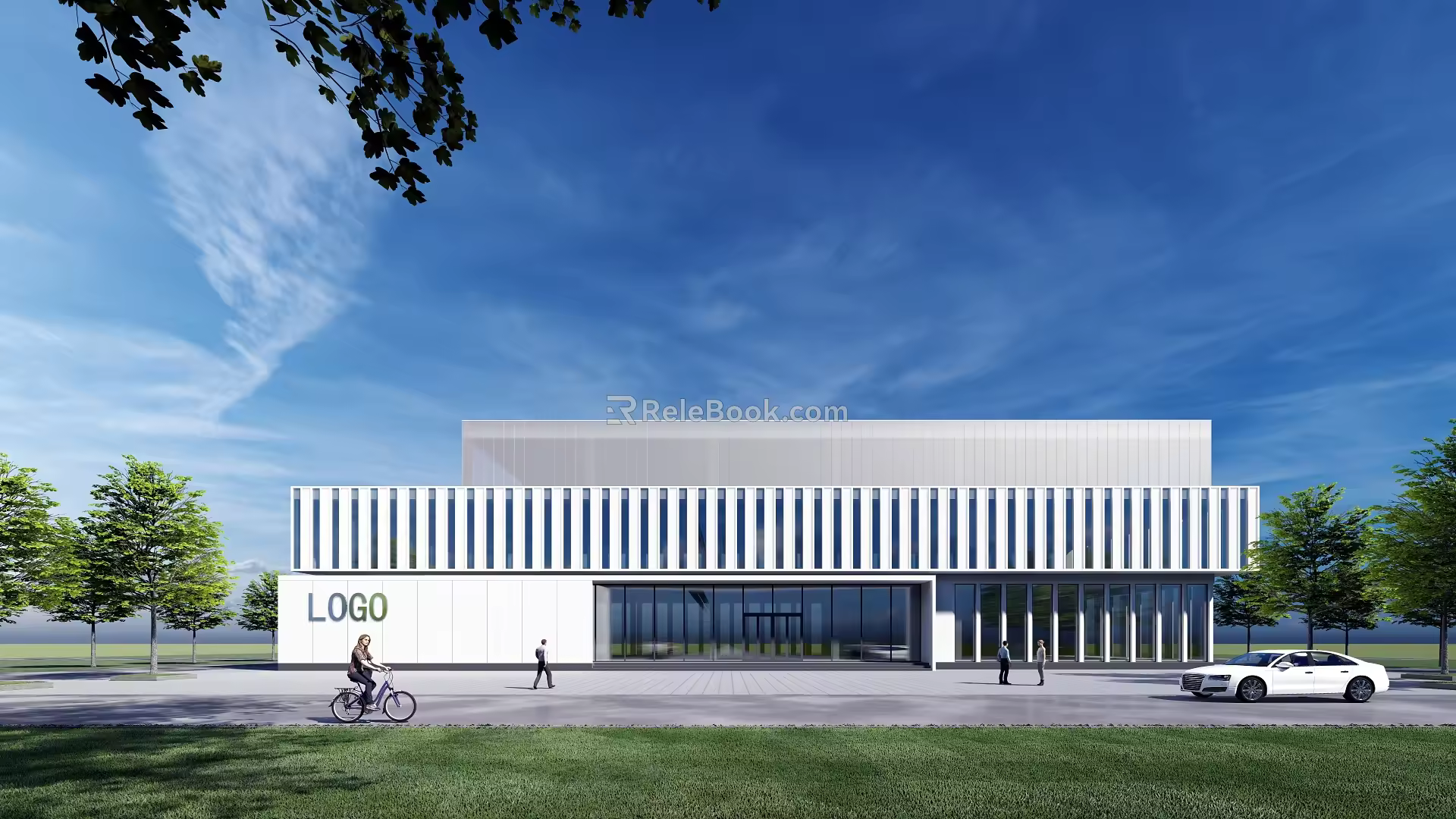 Modern multi-storey complex office building 3d model