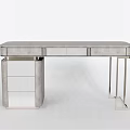 Modern Elegant Dressing Table With Silver Metal Frame Drawers And Storage Cabinet