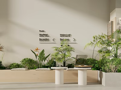 Modern Milk Tea Shop Interior With Green Plants Comfortable Seating And Beverage 3d model