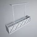 Contemporary Geometric Pendant Light With Rectangular Metal Frame And Diamond Pattern Chain Design