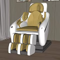 Comfortable Yellow And White Massage Chair With Leg Massage Function In Modern Living Room Interior