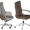 Modern Office Chairs With Gray And Brown Upholstery Armrests Swivel Base And Wheels Design