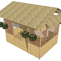 Modern Thatched House Bamboo House Post Station 3d model