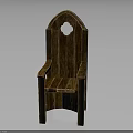 Traditional Wooden Chair With Carved Backrest Circular Cutout And Armrests Design