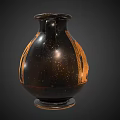 Ancient Greek Amphora With Two Handles And Black Orange Figural Design