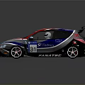 Sporty Racing Car in Red Blue Silver with ZEOS Logo Number 33 and Rear Spoiler