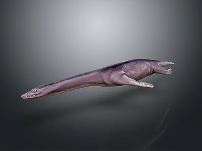 Game Movie Character Aquatic Creature With Slender Body Purple Hue Swimming In Dark Underwater Scene 3d model
