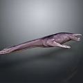 Game Movie Character Aquatic Creature With Slender Body Purple Hue Swimming In Dark Underwater Scene