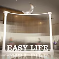 Teemall Easy Exhibition Space With White Decorative Structure Crescent Moon And Purple Flowers