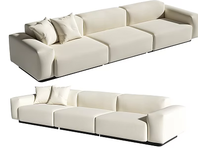White Modern Modular Sectional Sofa with Soft Cushions and Clean Lines Design 3d model