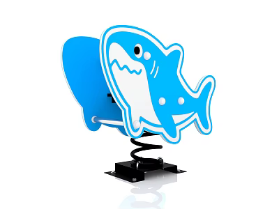 Blue Shark Shaped Building Blocks With Spring Base Fun Kids Toy Decorative Play 3d model