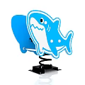 Blue Shark Shaped Building Blocks With Spring Base Fun Kids Toy Decorative Play