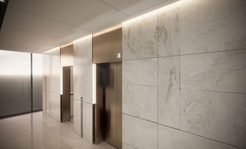 modern elevator hall 3d model