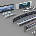 Modern Control Room Workstations With Curved Screens Multiple Displays Control Panels And Seats 3d model