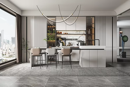 Modern Restaurant Dining Table and Chair Bar Chair 3d model