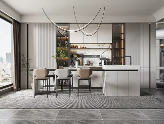 Modern Restaurant Dining Table and Chair Bar Chair 3d model