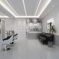 Modern Hair Salon Interior Design With White Styling Chairs Mirrors And Lighting