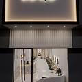Luxurious Beauty Hair Salon Interior with Marble Reception Counter Gold Accents Mirrors and Styling Chairs