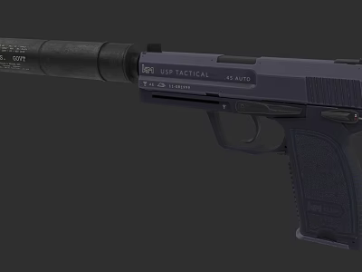 CS20 Vintage Style USP-S Pistol Global Classic Counter Strike Blue Skin 3d model