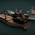 Two Cargo Ships With Different Deck Structures And Maritime Design Features