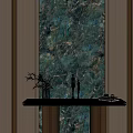 Elegant Modern Entryway Hallway Design With Dark Green Veined Wall Gold Accents And Console Table