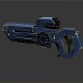 Blue Sci Fi Weapon With Glowing Circular Light And Metallic Texture