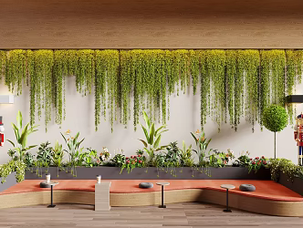 Card seat sofa flower pool flower bed green plant pile plant wall shrub plant 3d model