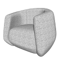 Modern Single Sofa In Light Gray Fabric With Rounded Armrests And Comfortable Design 3d model