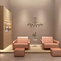 Elegant Warm Tone Beauty Salon Interior Design With Comfortable Waiting And Professional Consultation Area