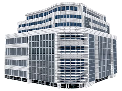 Modern Office Building Exterior Design With Smooth Swing Doors And Glass Windows 3d model