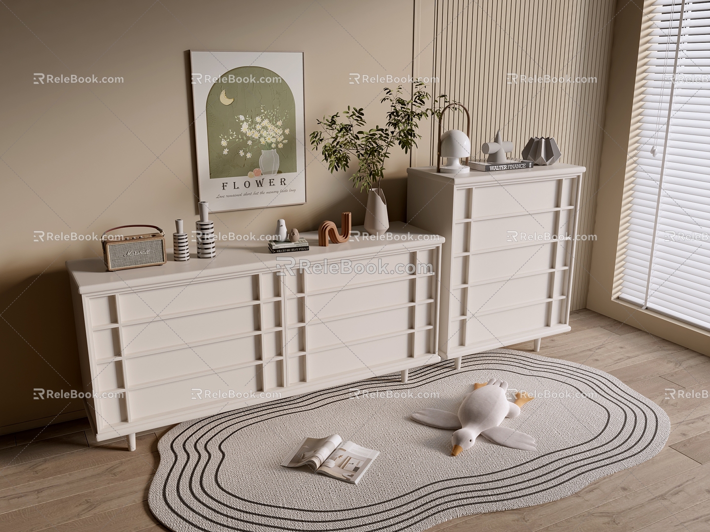 Modern Cream Style Cabinet Whole Cabinet Sideboard Cabinet Balcony Cabinet Storage Cabinet Entrance Cabinet 3d model