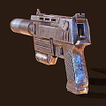 Vintage Sci Fi Weapon With Metallic Body Textured Grip And Industrial Design