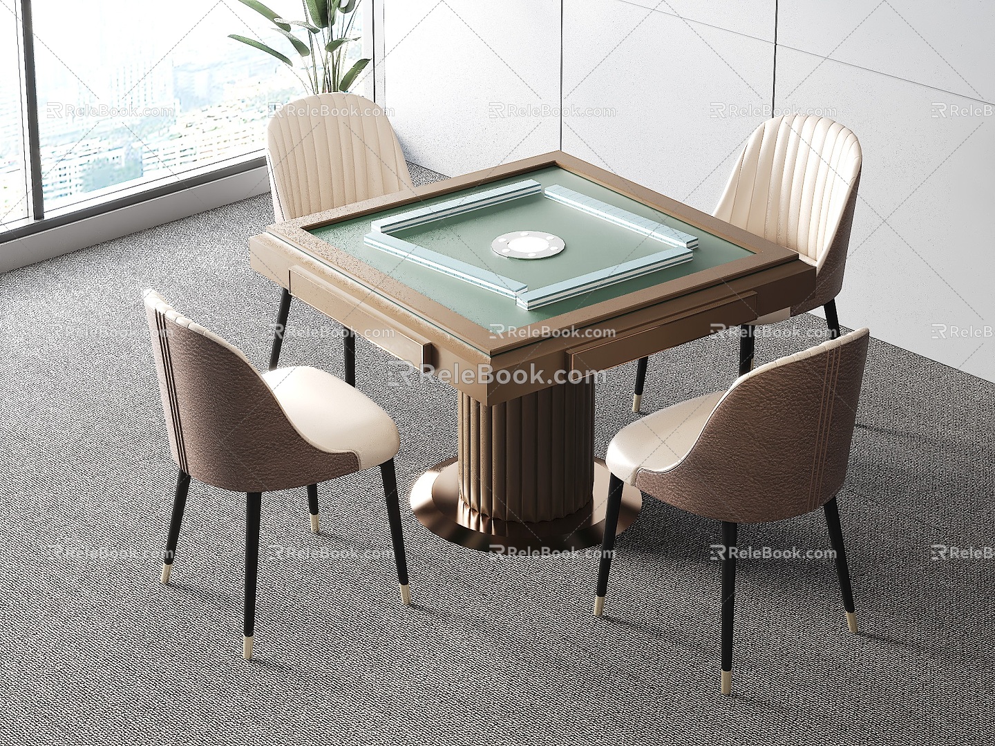 Mahjong Table Combination Chess Room Table and Chair Mahjong Table and Chair Chess and Card Table model