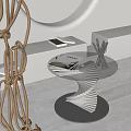 Modern Side Table With Glass Top Spiral Base And Pencils Magazines