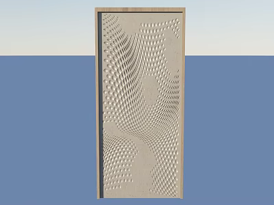 Modern Wooden Room Divider With Perforated Geometric Pattern For Interior Decor 3d model