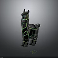 Futuristic Cyberpunk Llama Character With Neon Green Lines And Metallic Gray Texture