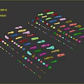 Colorful Small Toy Cars Arranged In Rows With Various Colors On Dark Background